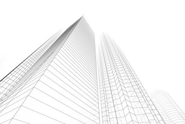 Soyut şehir binaları 3D görüntüleme