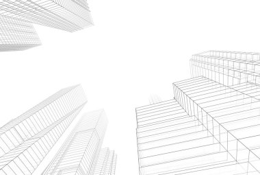 Soyut şehir binaları 3D görüntüleme