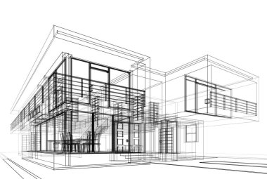 Modern ev çizimi, 3D çizim