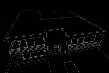 Mimari çizim. Modern bina çizimi, 3D görüntüleme