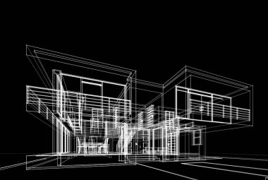 Mimari çizim. Modern bina çizimi, 3D görüntüleme