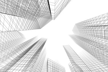 soyut mimari tasarım, binalar dijital konsept arka plan