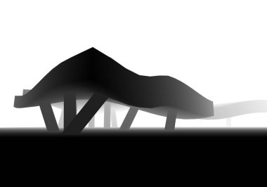 Soyut mimari arkaplan, modern bina, üç boyutlu illüstrasyon