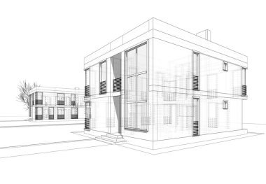 Modern evler çizimi, 3D çizim