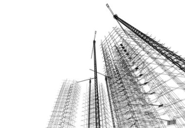 3D vinç yapımı mimari binalar