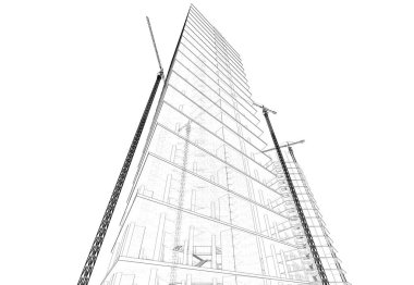 3D vinç yapımı mimari binalar