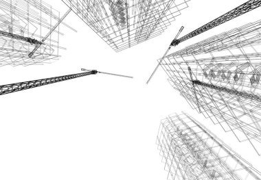 3D vinç yapımı mimari binalar