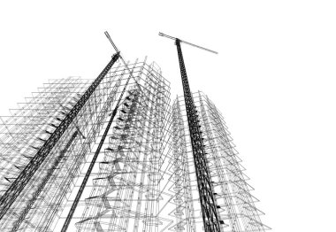 3D vinç yapımı mimari binalar