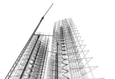 3D vinç yapımı mimari binalar