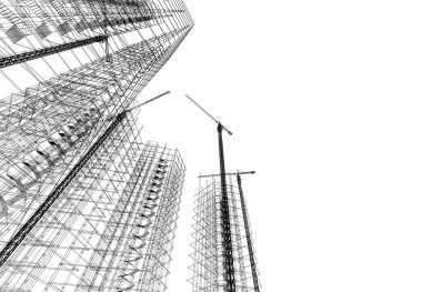 3D vinç yapımı mimari binalar