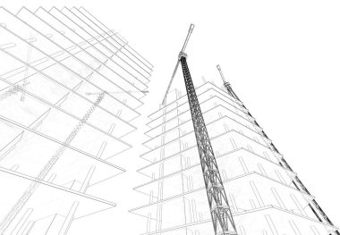 3D vinç yapımı mimari binalar