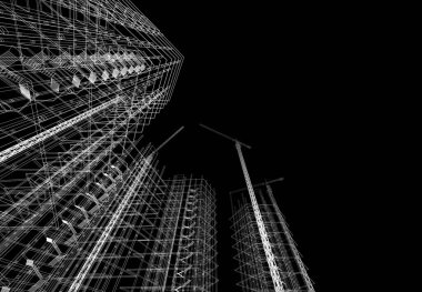 3D vinç yapımı mimari binalar