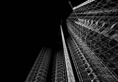 3D vinç yapımı mimari binalar