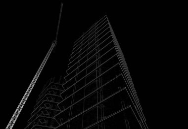 3D vinç yapımı mimari binalar