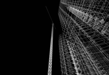 3D vinç yapımı mimari binalar