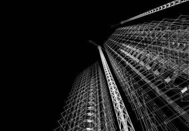 3D vinç yapımı mimari binalar