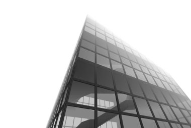 Soyut mimari arkaplan, gökdelen, üç boyutlu illüstrasyon