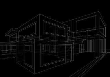 Mimari çizim. Modern bina çizimi, 3D görüntüleme