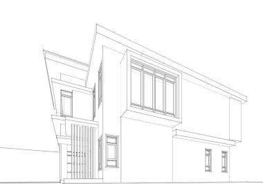 Mimari çizim. Modern bina çizimi, 3D görüntüleme