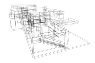 Mimari çizim. Modern bina çizimi, 3D görüntüleme