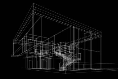 Mimari çizim. Modern bina çizimi, 3D görüntüleme