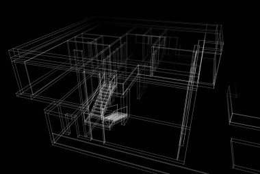 Mimari çizim. Modern bina çizimi, 3D görüntüleme