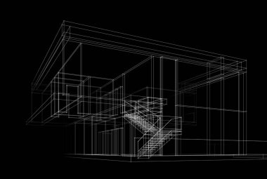 Mimari çizim. Modern bina çizimi, 3D görüntüleme