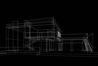 Mimari çizim. Modern bina çizimi, 3D görüntüleme