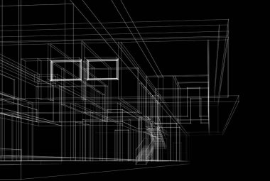 Mimari çizim. Modern bina çizimi, 3D görüntüleme