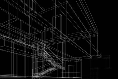 Mimari çizim. Modern bina çizimi, 3D görüntüleme