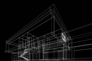 Mimari çizim. Modern bina çizimi, 3D görüntüleme