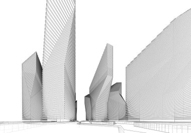 Soyut mimari arkaplan, 3d illüstrasyon