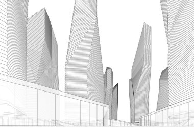 Soyut mimari arkaplan, 3d illüstrasyon