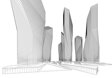 Soyut mimari arkaplan, 3d illüstrasyon