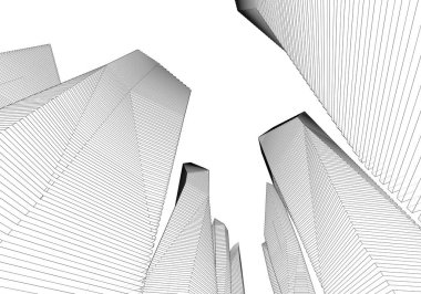 Soyut mimari arkaplan, 3d illüstrasyon