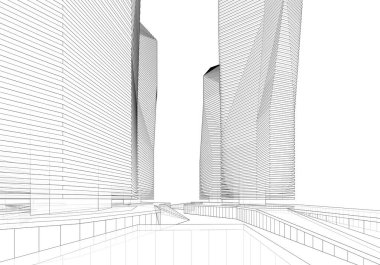 Soyut mimari arkaplan, 3d illüstrasyon