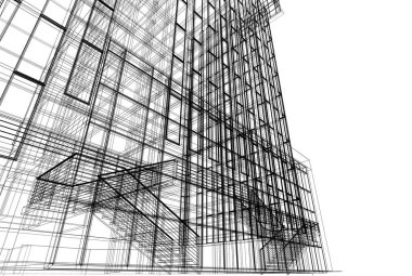 Soyut mimari arkaplan, 3d illüstrasyon