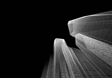 Soyut mimari arkaplan, 3d illüstrasyon