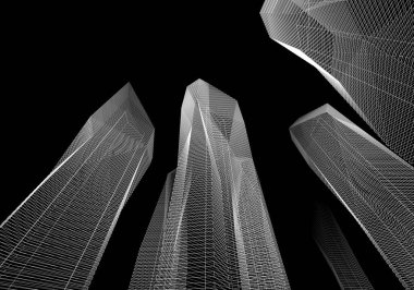 Soyut mimari arkaplan, 3d illüstrasyon