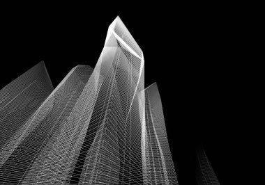 Soyut mimari arkaplan, 3d illüstrasyon