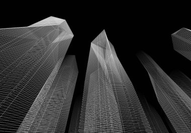 Soyut mimari arkaplan, 3d illüstrasyon