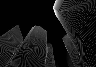 Soyut mimari arkaplan, 3d illüstrasyon