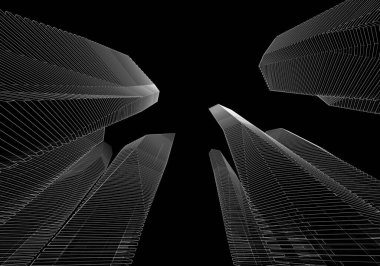 Soyut mimari arkaplan, 3d illüstrasyon