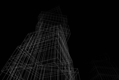 Soyut mimari arkaplan, 3d illüstrasyon