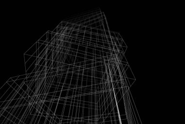 Soyut mimari arkaplan, 3d illüstrasyon