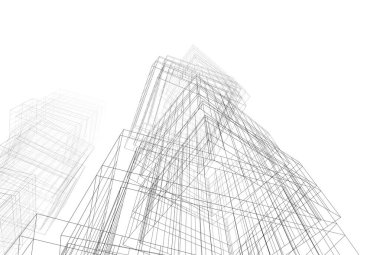 Soyut mimari arkaplan, 3d illüstrasyon