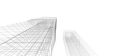 Soyut mimari arkaplan, 3d illüstrasyon