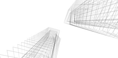 Soyut mimari arkaplan, 3d illüstrasyon