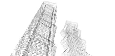 Soyut mimari arkaplan, 3d illüstrasyon