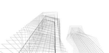 Soyut mimari arkaplan, 3d illüstrasyon